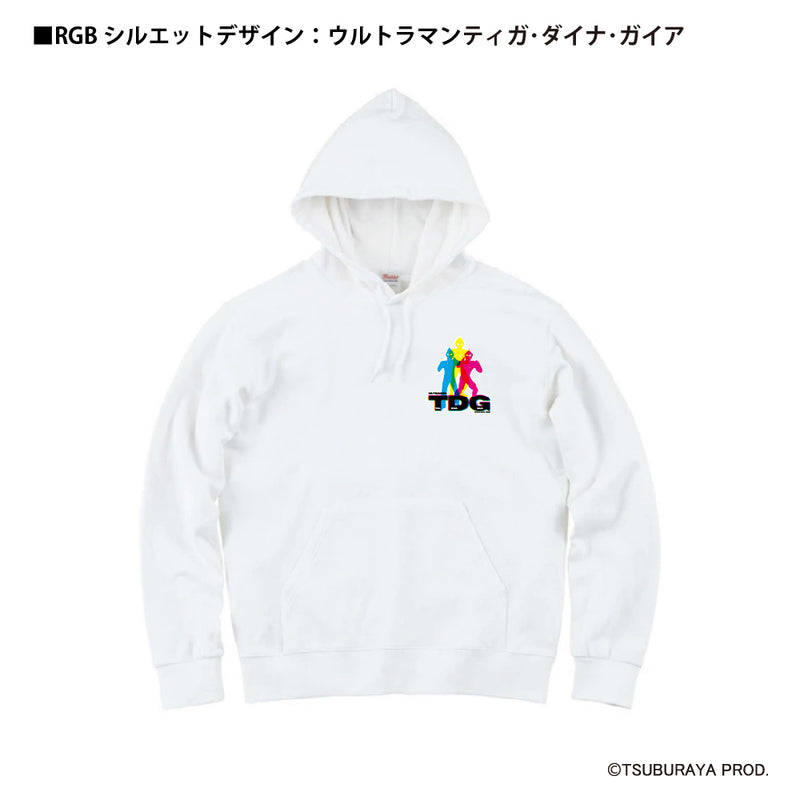 ウルトラマン パーカー ティガ･ダイナ･ガイア（白） RGBシルエット rgb ホワイト ブラック 杢グレー ULTRAMAN