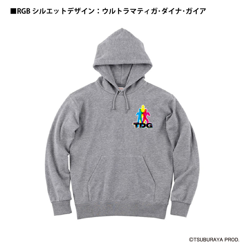 ウルトラマン パーカー ティガ･ダイナ･ガイア（白） RGBシルエット rgb ホワイト ブラック 杢グレー ULTRAMAN