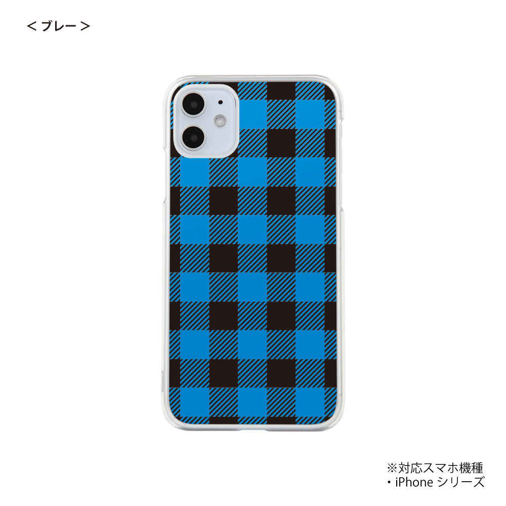 iPhone スマホケース チェック ブラウン ハードケース クリア westart