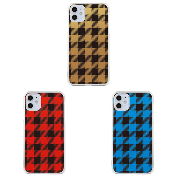 iPhone スマホケース チェック ブラウン ハードケース クリア westart